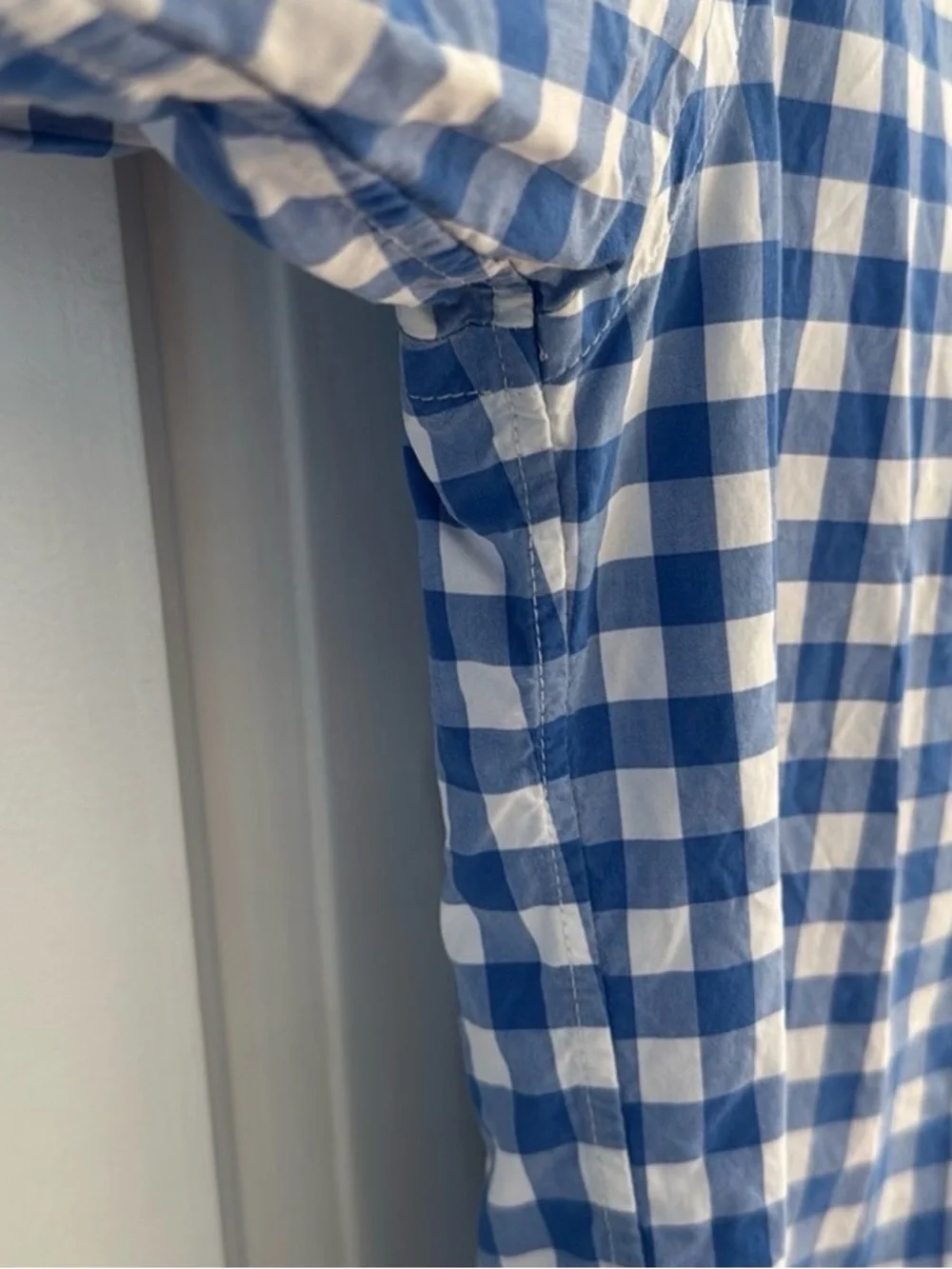 J. Crew Blue and White Gingham Button-Down Shirt